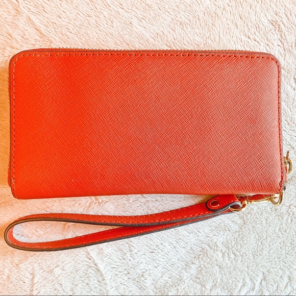 Michael Kors Continental Zip Around Wallet Orange - Picture 2 of 7